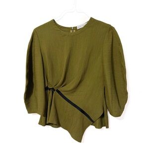 Palmer // Harding | Olive Green Asymmetrical Blouse